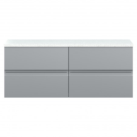 Urban 1200mm Wall Hung 4 Drawer Unit With White Sparkle Laminate Worktop - Satin Grey