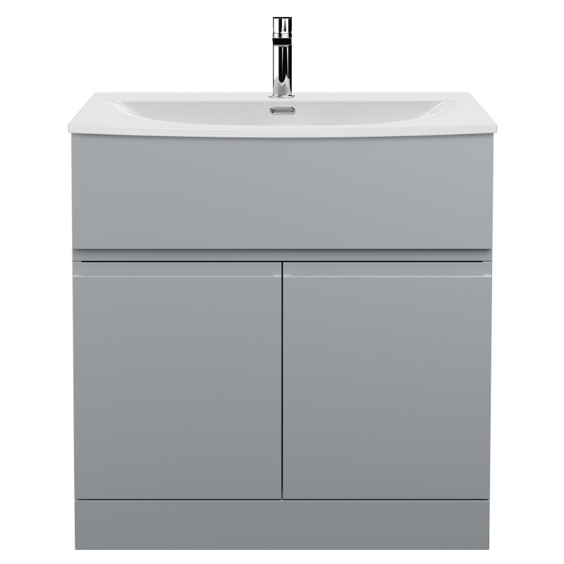 Urban 800mm Freestanding 2 Door Vanity Unit & Curved Ceramic Basin - Urban Satin Grey Urban 800mm Freestanding 2 Door Vanity Unit & Curved Ceramic Basin - Urban Satin Grey