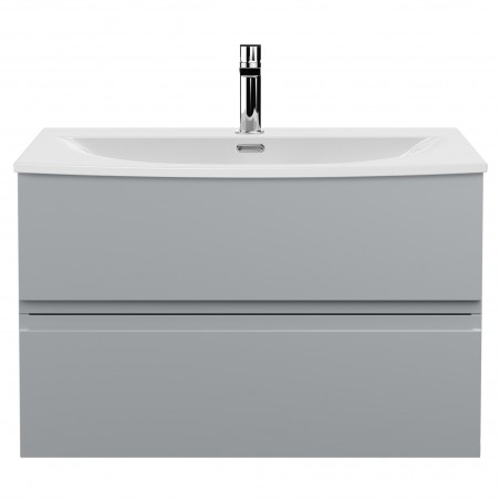 Urban 800mm Wall Hung 2 Drawer Vanity Unit & Curved Ceramic Basin - Urban Satin Grey