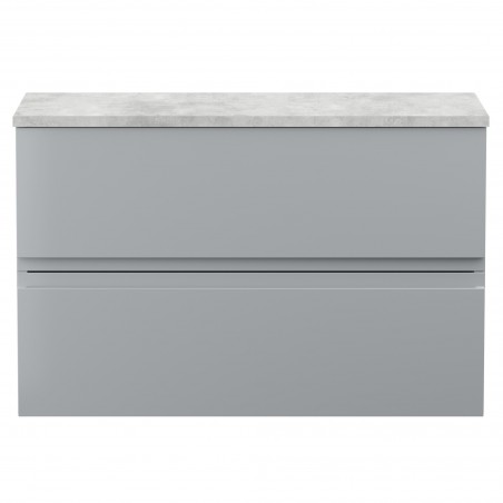 Urban 800mm Wall Hung 2 Drawer Vanity Unit & Bellato Grey Worktop - Urban Satin Grey