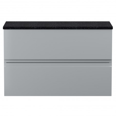 Urban 800mm Wall Hung 2 Drawer Vanity Unit & Sparkling Black Worktop - Urban Satin Grey