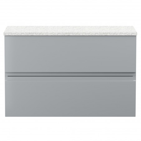 Urban 800mm Wall Hung 2 Drawer Vanity Unit & Sparkling White Worktop - Urban Satin Grey