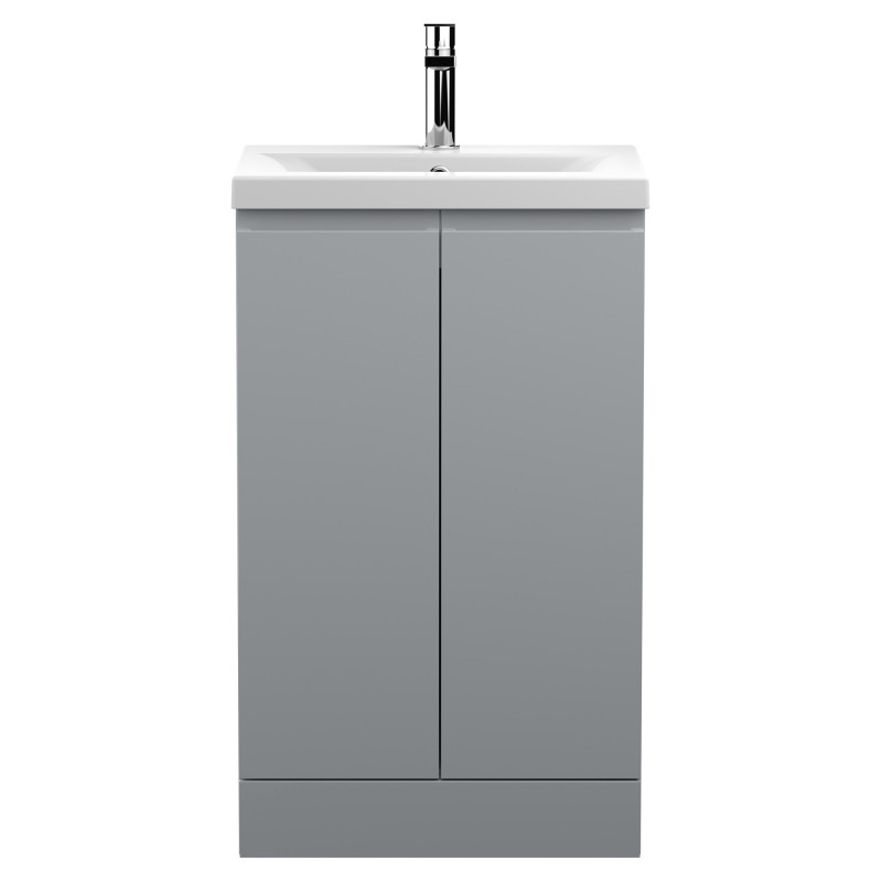 Urban 500mm Freestanding 2 Door Vanity Unit & Mid-Edge Ceramic Basin - Urban Satin Grey