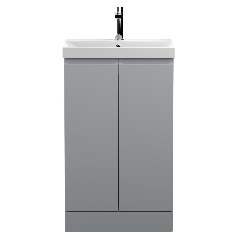 Urban 500mm Freestanding 2 Door Vanity Unit & Thin-Edge Ceramic Basin - Urban Satin Grey Urban 500mm Freestanding 2 Door Vanity Unit & Thin-Edge Ceramic Basin - Urban Satin Grey