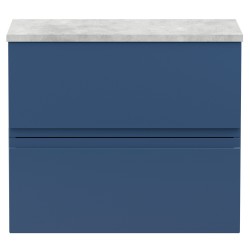 Urban 600mm Wall Hung 2 Drawer Vanity Unit & Bellato Grey Worktop - Satin Blue