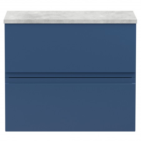 Urban 600mm Wall Hung 2 Drawer Vanity Unit & Bellato Grey Worktop - Satin Blue