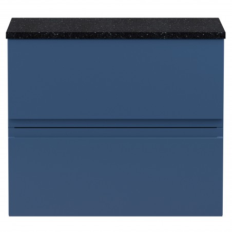 Urban 600mm Wall Hung 2 Drawer Vanity Unit & Sparkling Black Worktop - Satin Blue