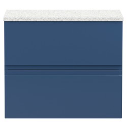 Urban 600mm Wall Hung 2 Drawer Vanity Unit & Sparkling White Worktop - Satin Blue