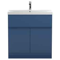 Urban 800mm Freestanding 2 Door Vanity Unit & Thin-Edge Ceramic Basin - Satin Blue