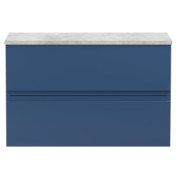 Urban 800mm Wall Hung 2 Drawer Vanity Unit & Bellato Grey Worktop - Satin Blue