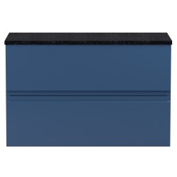 Urban 800mm Wall Hung 2 Drawer Vanity Unit & Sparkling Black Worktop - Satin Blue