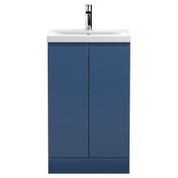 Urban 500mm Freestanding 2 Door Vanity Unit & Mid-Edge Ceramic Basin - Satin Blue