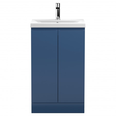 Urban 500mm Freestanding 2 Door Vanity Unit & Mid-Edge Ceramic Basin - Satin Blue