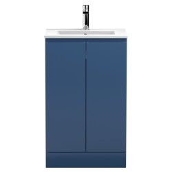 Urban 500mm Freestanding 2 Door Vanity Unit & Minimalist Ceramic Basin - Satin Blue