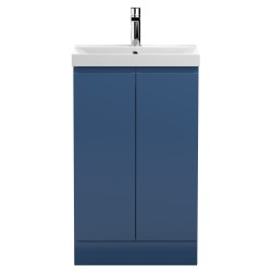 Urban 500mm Freestanding 2 Door Vanity Unit & Thin-Edge Ceramic Basin - Satin Blue