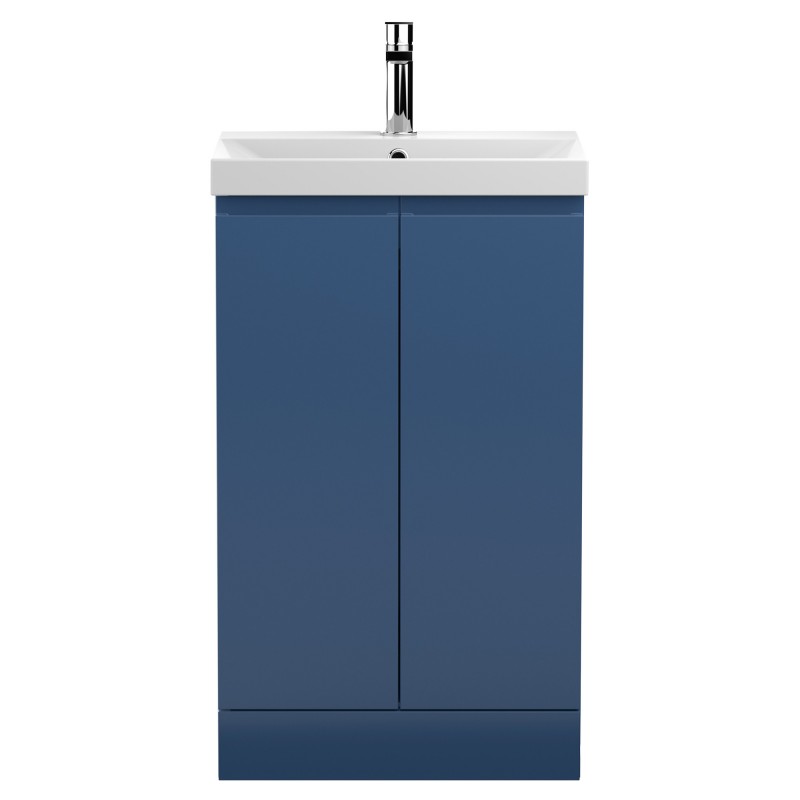 Urban 500mm Freestanding 2 Door Vanity Unit & Thin-Edge Ceramic Basin - Satin Blue Urban 500mm Freestanding 2 Door Vanity Unit & Thin-Edge Ceramic Basin - Satin Blue