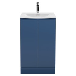 Urban 500mm Freestanding 2 Door Vanity Unit & Curved Ceramic Basin - Satin Blue