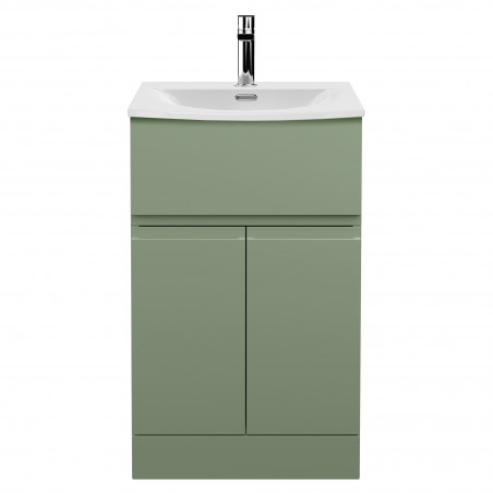 Urban 500mm Freestanding 2 Door & Drawer Unit & Curved Ceramic Basin