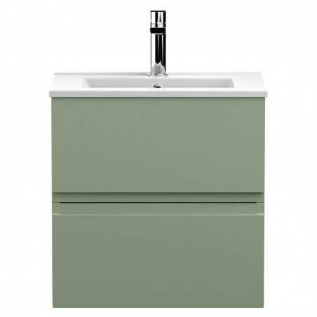 Urban 500mm Wall Hung 2 Drawer Unit & Minimalist Ceramic Basin