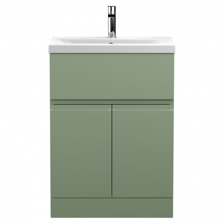 Urban 600mm Freestanding 2 Door & Drawer Unit & Mid-Edge Ceramic Basin