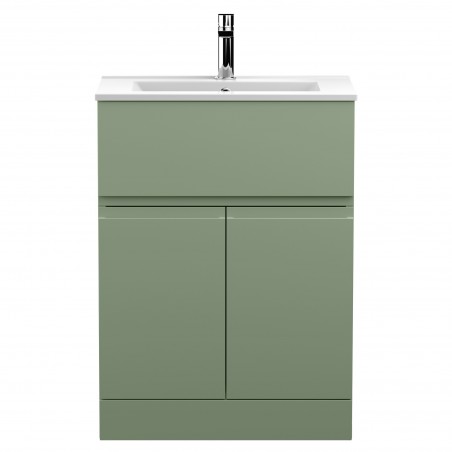 Urban 600mm Freestanding 2 Door & Drawer Unit & Minimalist Ceramic Basin