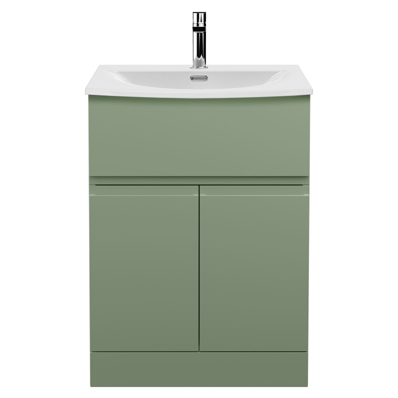 Urban 600mm Freestanding 2 Door & Drawer Unit & Curved Ceramic Basin Urban 600mm Freestanding 2 Door & Drawer Unit & Curved Ceramic Basin