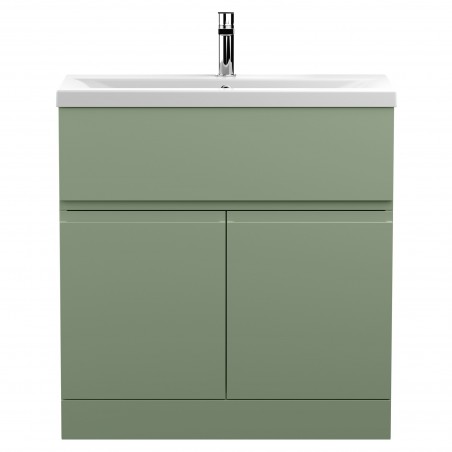 Urban 800mm Freestanding 2 Door & Drawer Unit & Mid-Edge Ceramic Basin