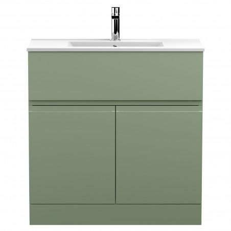 Urban 800mm Freestanding 2 Door & Drawer Unit & Minimalist Ceramic Basin