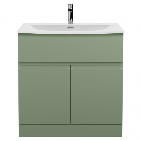 Urban 800mm Freestanding 2 Door & Drawer Unit & Curved Ceramic Basin