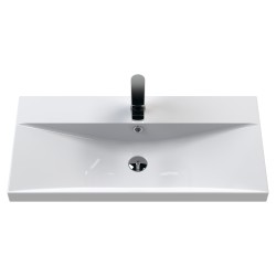 Urban 800mm Wall Hung 2 Drawer Unit & Thin-Edge Ceramic Basin - Insitu