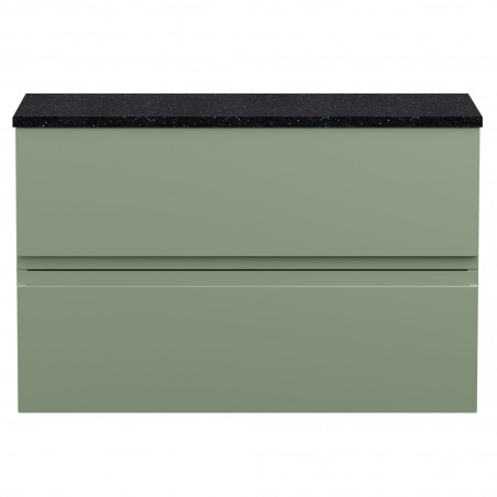 Urban 800mm Wall Hung 2 Drawer Unit & Black Sparkle Laminate Worktop