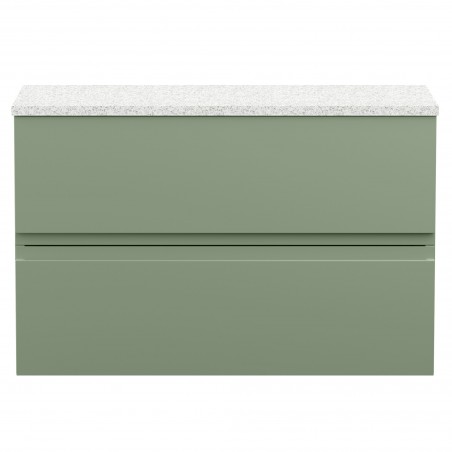 Urban 800mm Wall Hung 2 Drawer Unit & White Sparkle Laminate Worktop