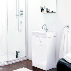 Mayford Freestanding 450mm Cabinet & Basin - Gloss White - Insitu