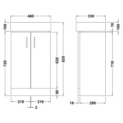 Mayford Freestanding 450mm Cabinet & Basin - Gloss White - Technical Drawing