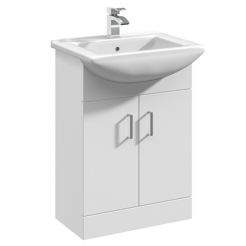 Mayford Freestanding 550mm Cabinet & Basin - Gloss White Mayford Freestanding 550mm Cabinet & Basin - Gloss White