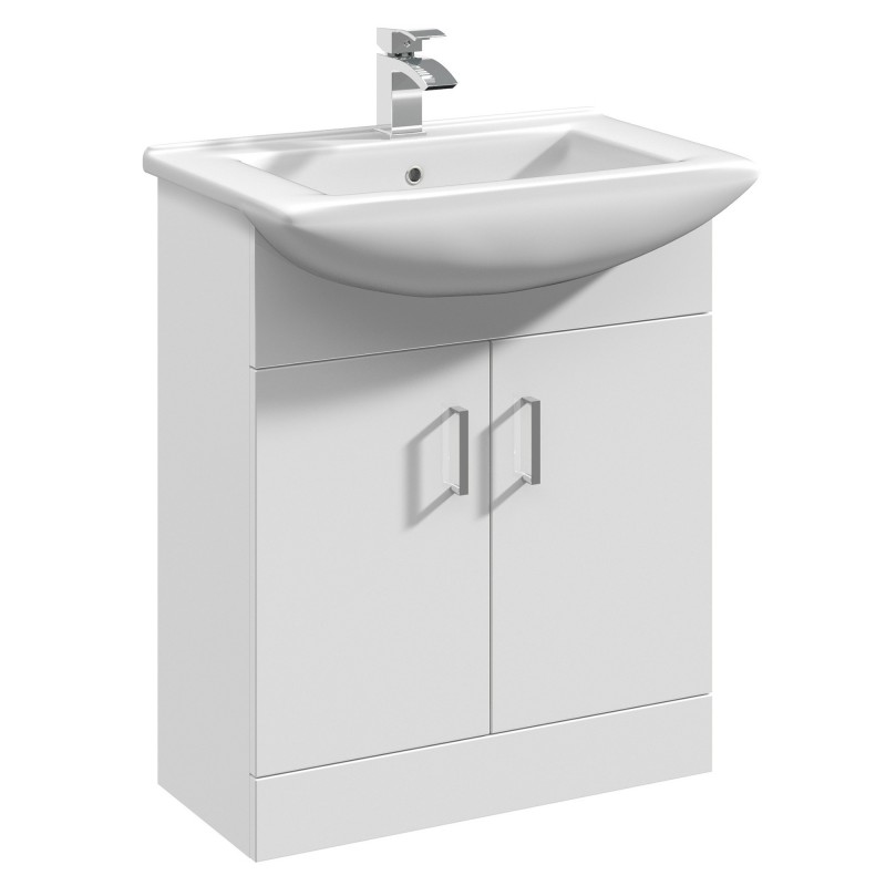 Mayford Freestanding 650mm Cabinet & Basin - Gloss White Mayford Freestanding 650mm Cabinet & Basin - Gloss White