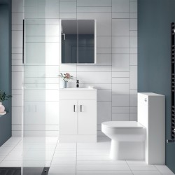 Eden Freestanding 500mm Cabinet & Basin - Satin White - Insitu