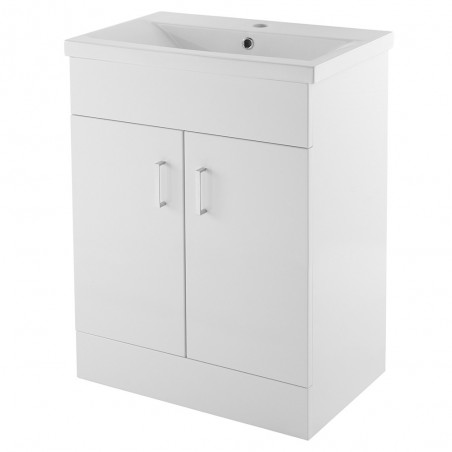 Eden Freestanding 600mm Cabinet & Basin - Satin White