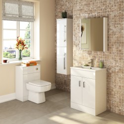 Eden Freestanding 600mm Cabinet & Basin - Satin White - Insitu