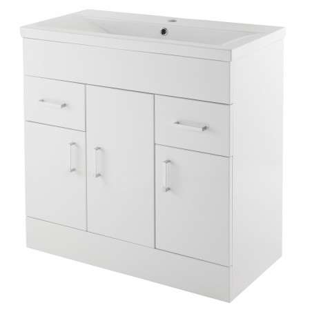 Eden Freestanding 800mm Cabinet & Basin - Satin White