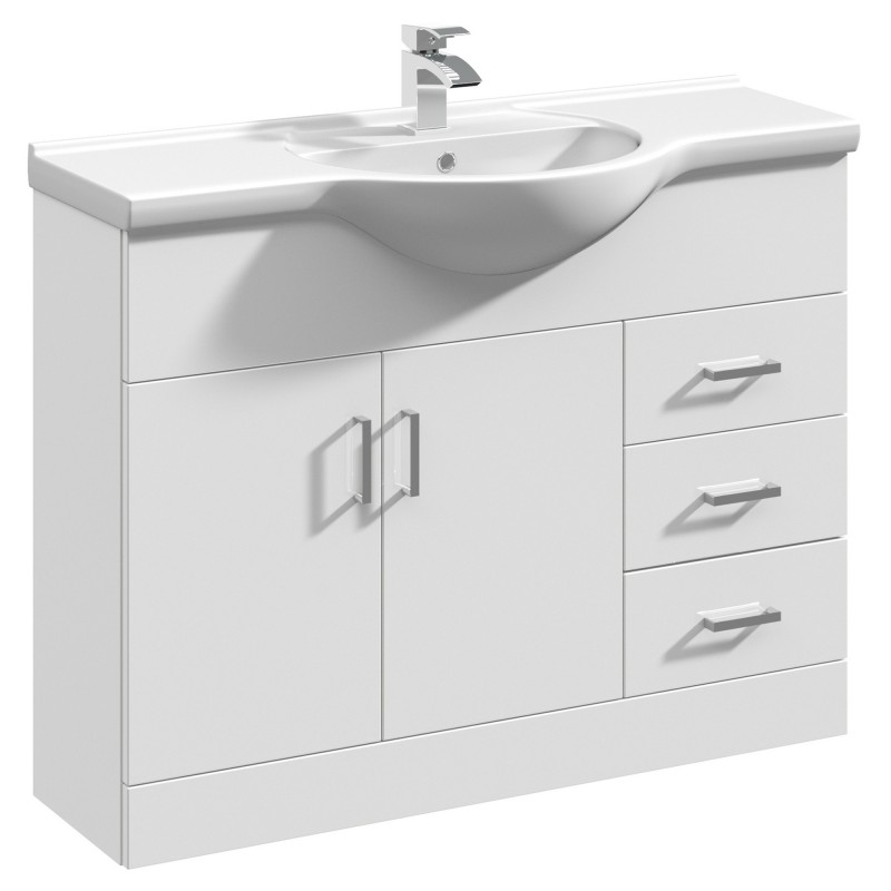Mayford Freestanding 1050mm Cabinet & Basin - Gloss White Mayford Freestanding 1050mm Cabinet & Basin - Gloss White