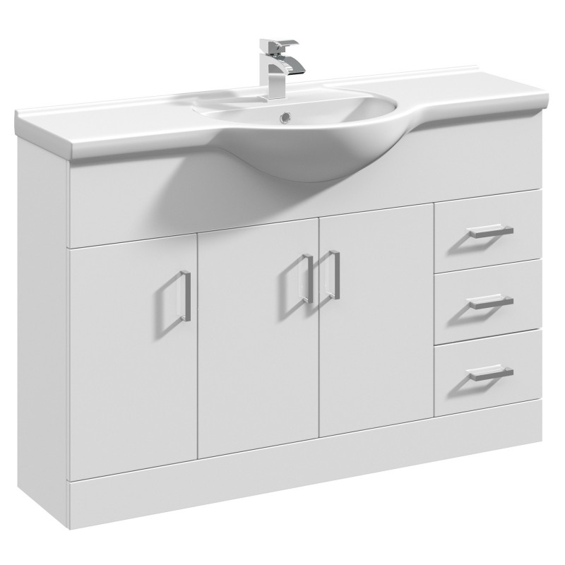 Mayford Freestanding 1200mm Cabinet & Basin - Gloss White Mayford Freestanding 1200mm Cabinet & Basin - Gloss White