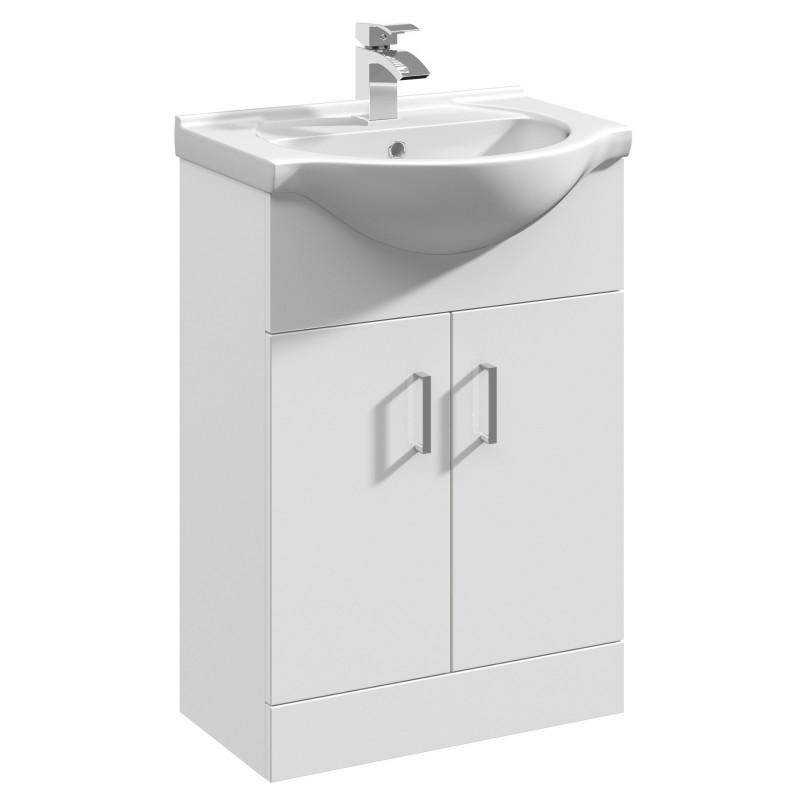 Mayford Freestanding 550mm Cabinet & Basin - Gloss White Mayford Freestanding 550mm Cabinet & Basin - Gloss White