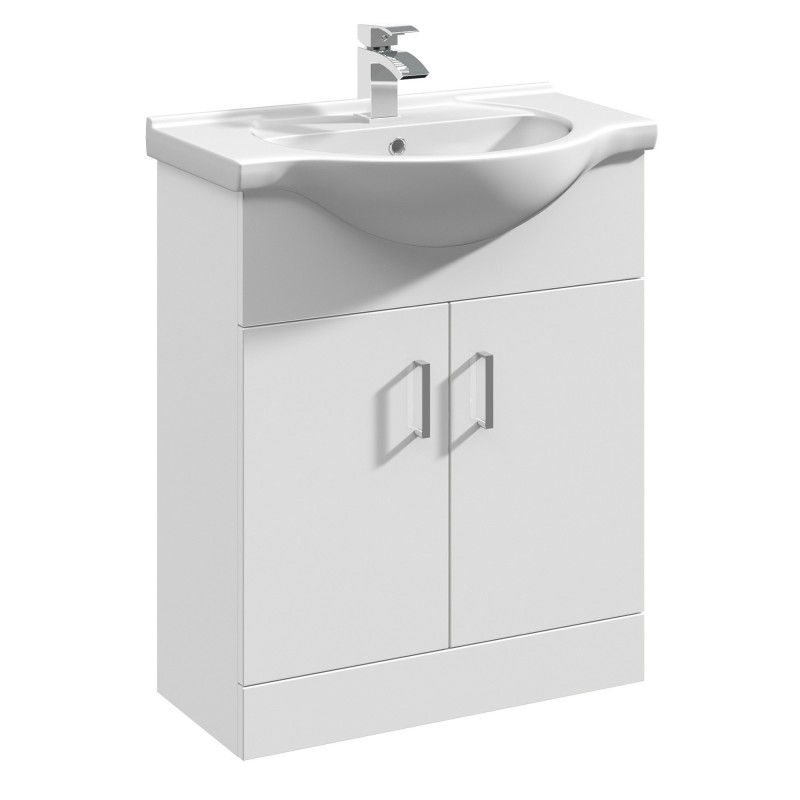 Mayford Freestanding 650mm Cabinet & Basin - Gloss White Mayford Freestanding 650mm Cabinet & Basin - Gloss White