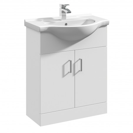 Mayford Freestanding 650mm Cabinet & Basin - Gloss White