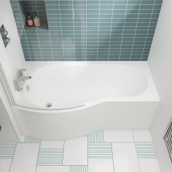 B-Shaped Shower Bath Left Handed 1500mm x 736/900mm