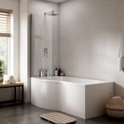B-Shaped Shower Bath Left Handed 1500mm x 736/900mm - Insitu