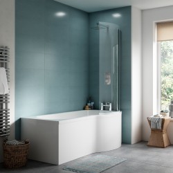 P-Shaped Shower Bath Right Handed 1700mm x 700/850mm - Insitu