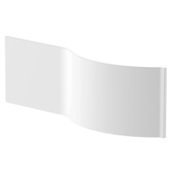 1500mm Acrylic P-Shaped Shower Front Bath Panel - Gloss White