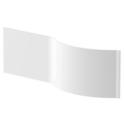 1600mm Acrylic P-Shaped Shower Front Bath Panel - Gloss White